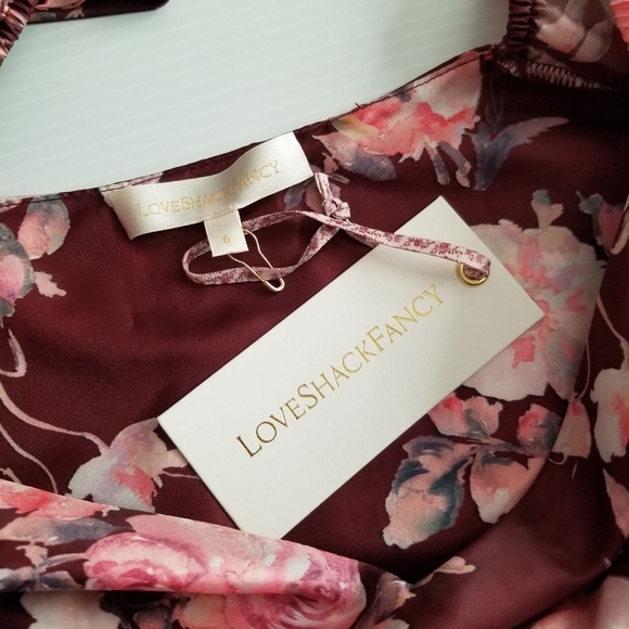 LOVESHACKFANCY Hansel Puff Mini Dress in Floral Oxblood - Picture 11 of 13